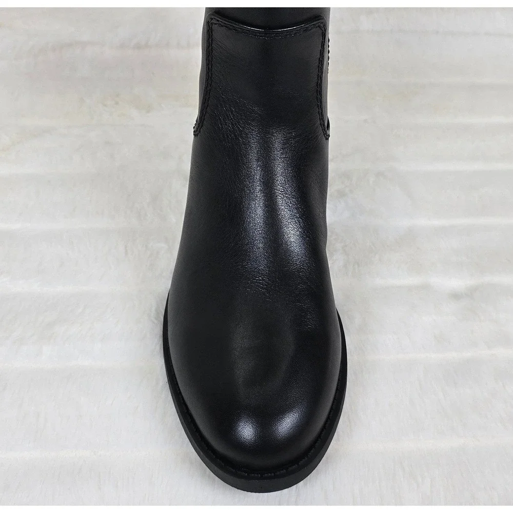 INC‎ Womens Fawne Black Leather Knee-High Boots Size 5.5